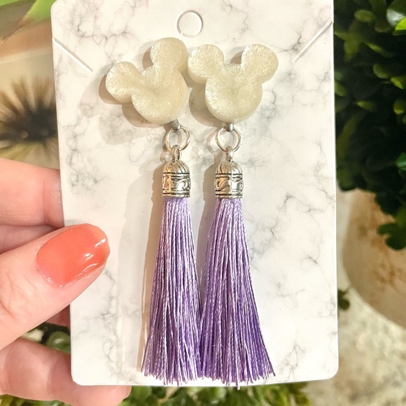 Acrylic Mickey Tassel Earrings - Picture 2 of 5